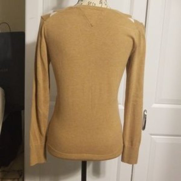 Tommy Hilfiger argyle tan white pink sweater - Picture 3 of 5